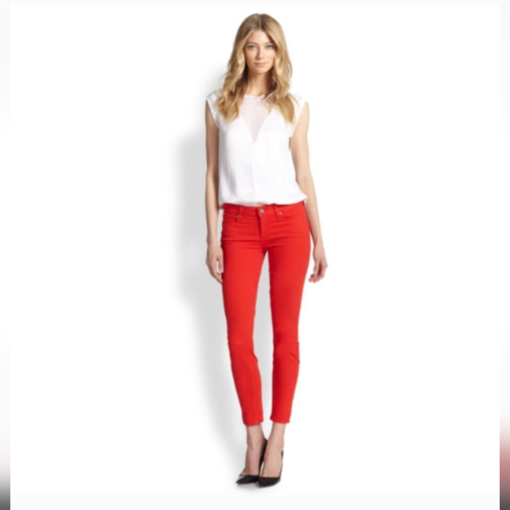 PAIGE Verdugo Ultra Skinny Jeans Flirtatious Red Size 27